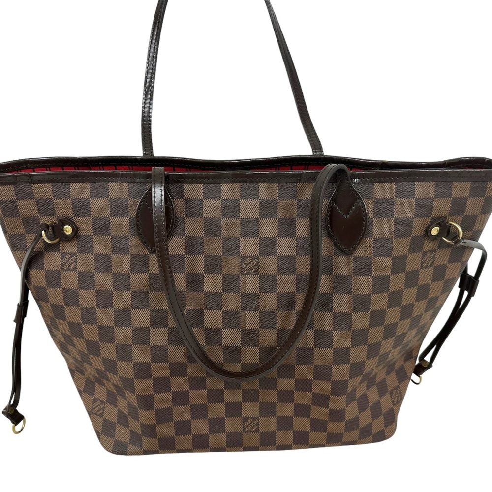 Authentic✅ LOUIS VUITTON Damier Ebene Neverfull MM Tote Bag Red - Picture 4 of 16